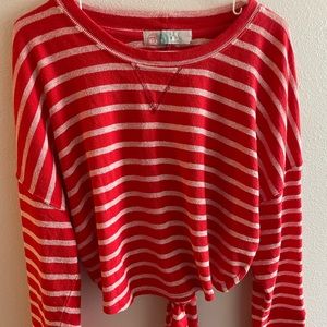 Free People Beach Open Back striped top bow tie back x small relaxed fit